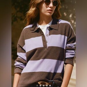 NWT Maeve by Anthro Rugby Polo Sweater XL